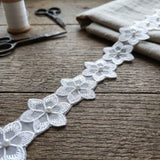 Tira de Perlas sobre Organza Blanca 3 cm de ancho — Tiendas Lupe