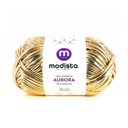 2 - Dorado Aurora – Tela metalizada tipo trapillo