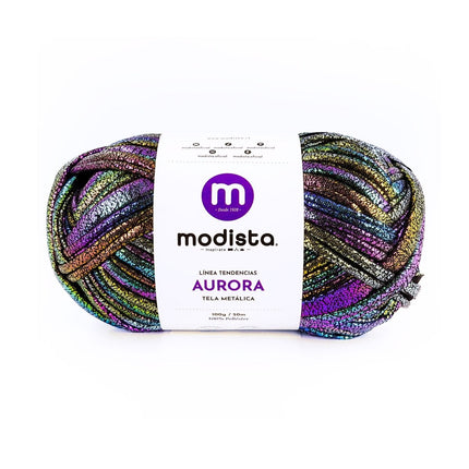 20 - Multicolor Negro Aurora – Tela metalizada tipo trapillo