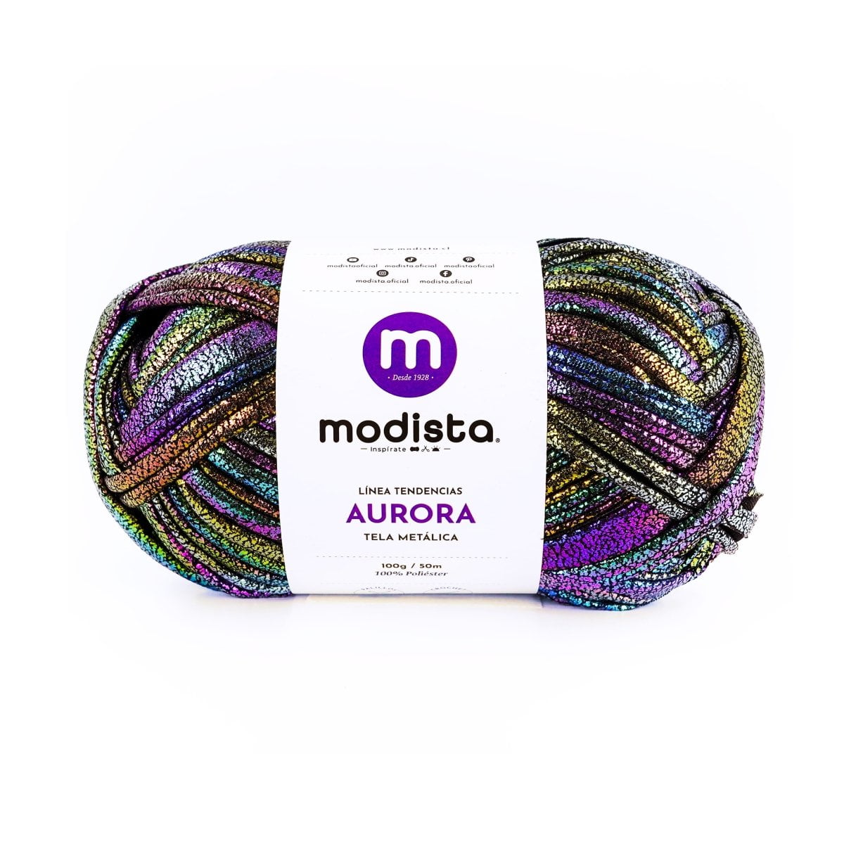 20 - Multicolor Negro Aurora – Tela metalizada tipo trapillo