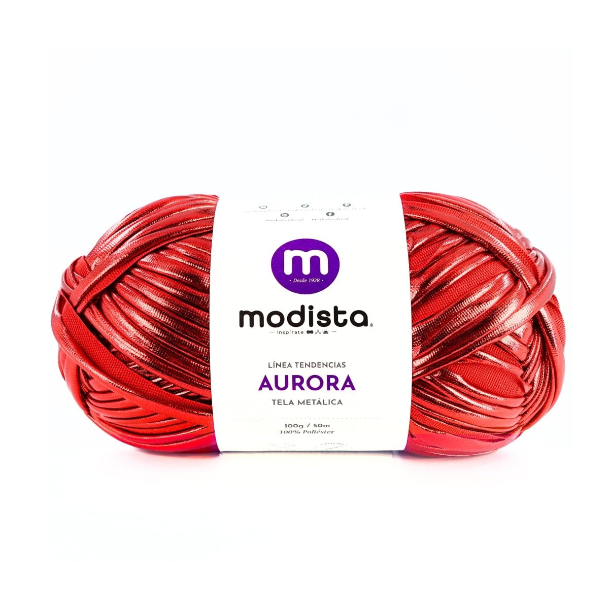 7 - Rojo Aurora – Tela metalizada tipo trapillo