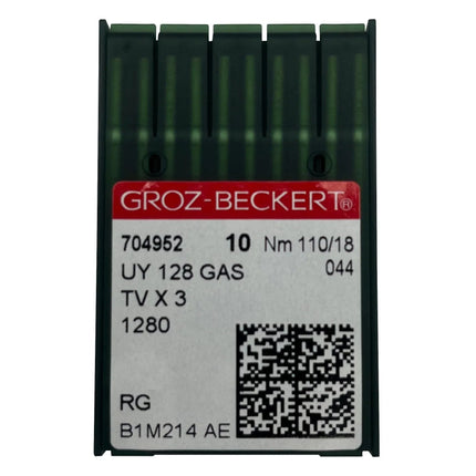 Aguja Collaretera UY 128 GAS Groz-Beckert para costura industrial precisa. Ideal para confección profesional en telas medianas y pesadas.