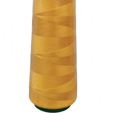 Hilo amarillo para coser 2000 yardas 40/2 Lama #461 con carrete verde, ideal para proyectos de costura y manualidades textiles.