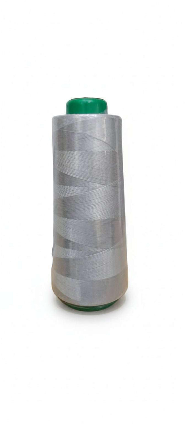 Hilo Coser Gris Claro 2000 Yardas - Hilo de Coser con carrete verde, ideal para costura profesional y manualidades de alta resistencia.