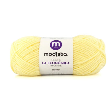 Amarillo claro Lana La Economica Modista 100g - Económica para Tejido Palillo y Crochet