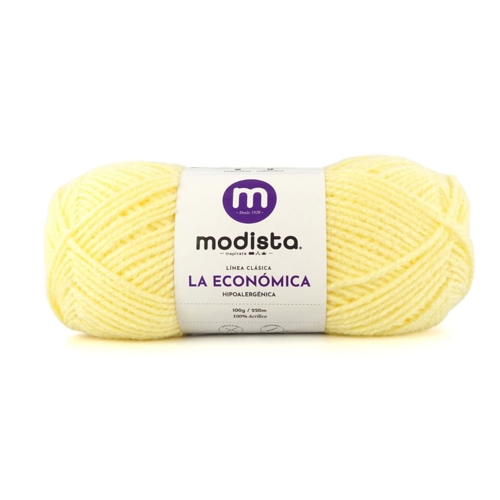 Amarillo claro Lana La Economica Modista 100g - Económica para Tejido Palillo y Crochet
