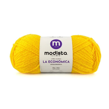 Amarillo Intenso Lana La Economica Modista 100g - Económica para Tejido Palillo y Crochet