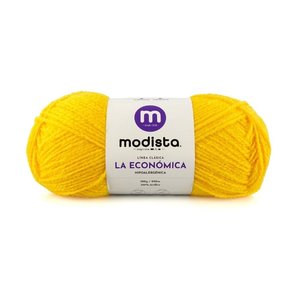 Amarillo Intenso Lana La Economica Modista 100g - Económica para Tejido Palillo y Crochet