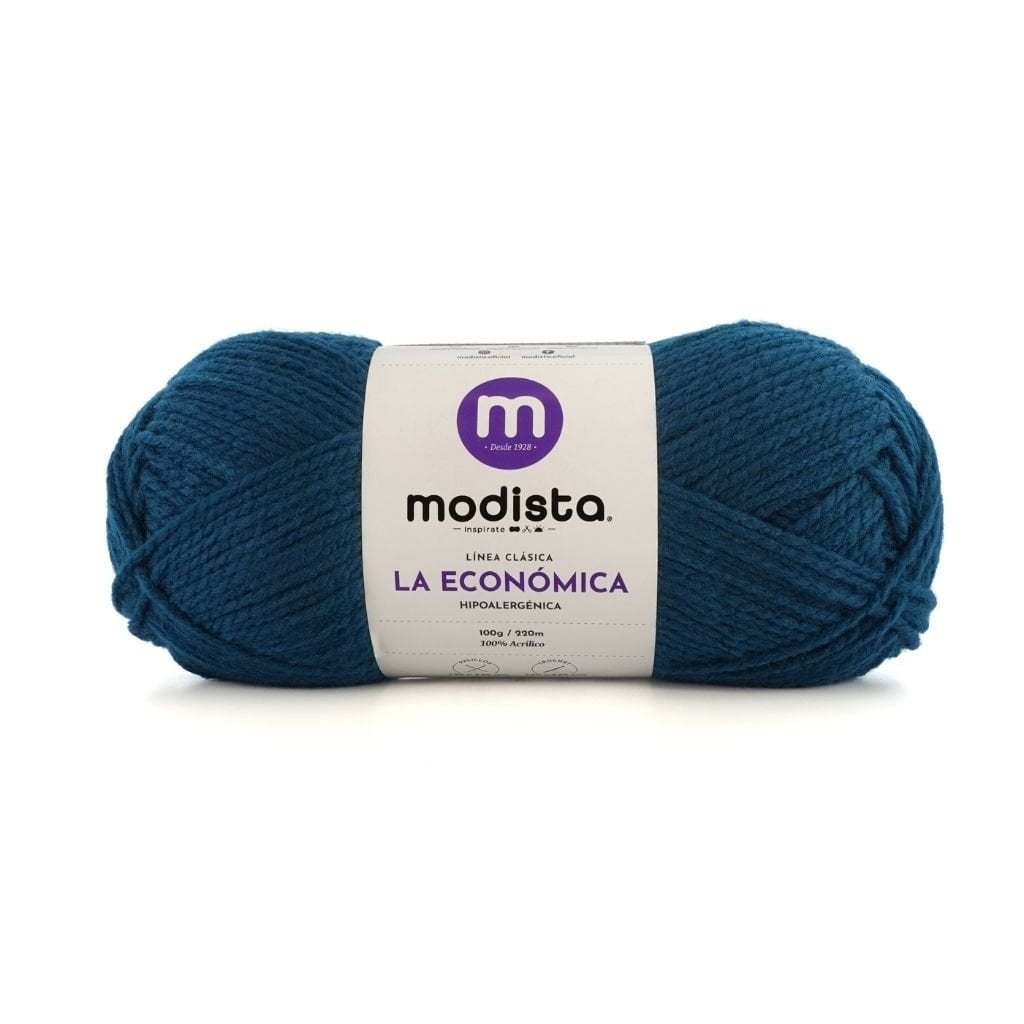Azul Petroleo Lana La Economica Modista 100g - Económica para Tejido Palillo y Crochet