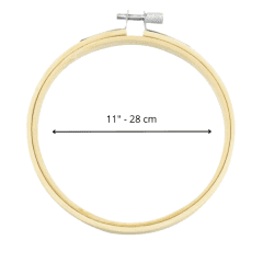 Bastidor de bambú N°11 de 30cm de diámetro con tornillo metálico, perfecto para bordado profesional y proyectos de arte textil de gran formato.
