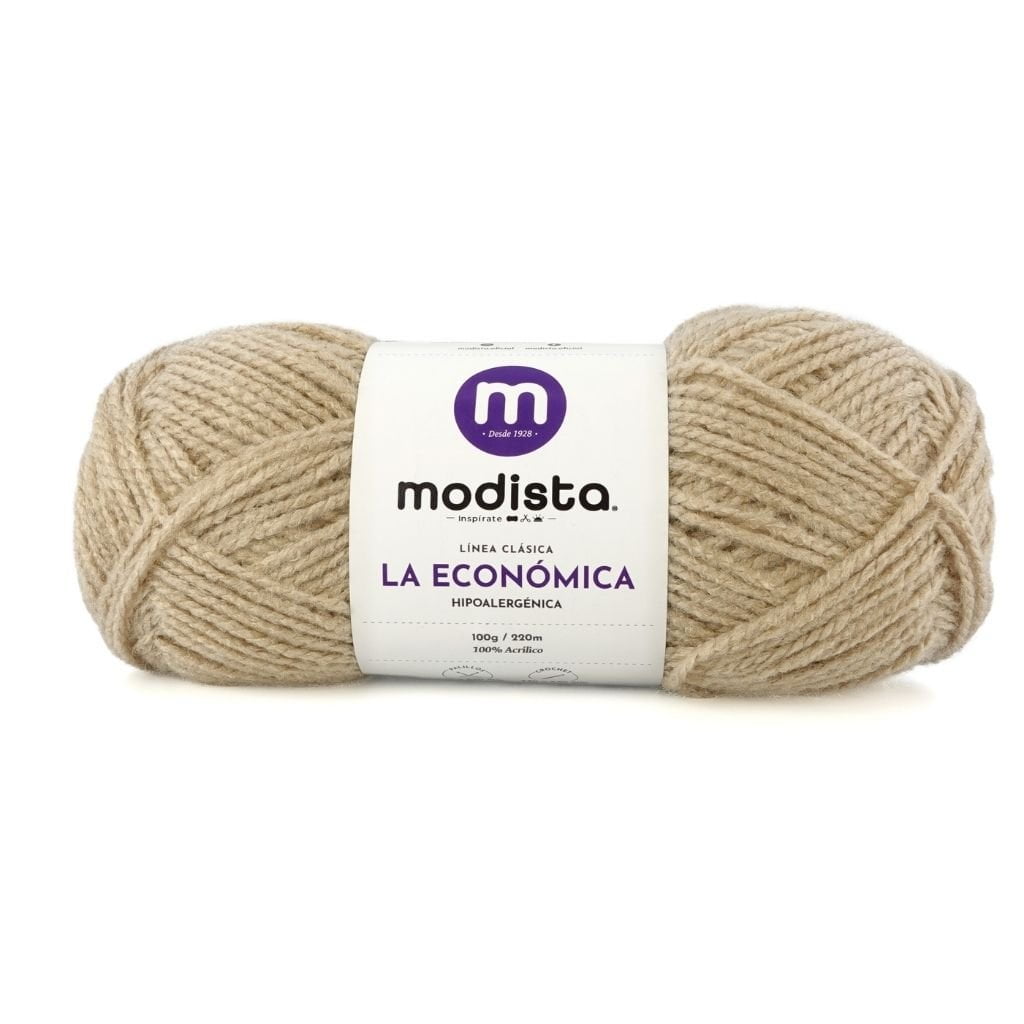 Beige Lana La Economica Modista 100g - Económica para Tejido Palillo y Crochet