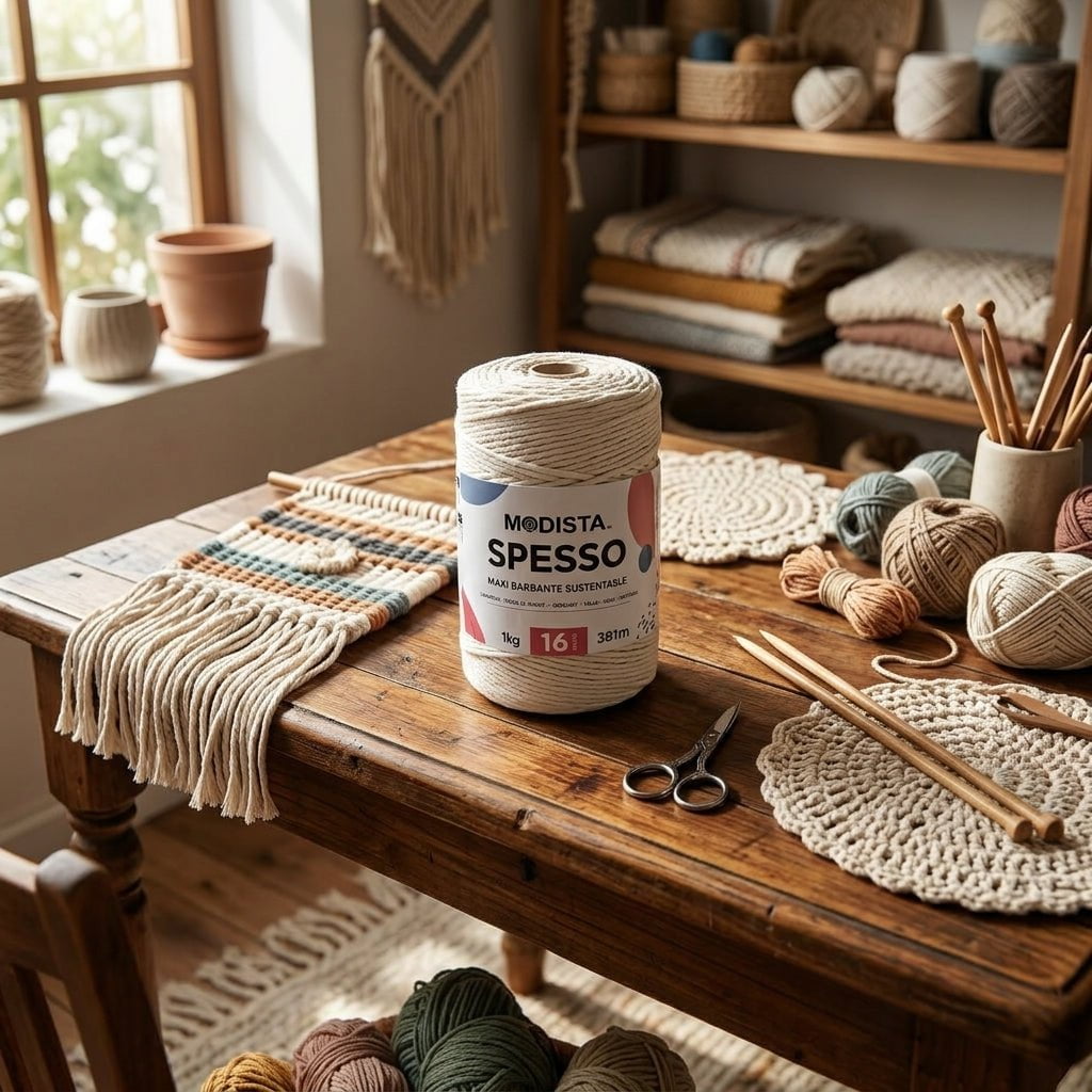 Cordón Macramé SPESSO 16 Hebras 1kg Modista Color Crudo - Algodón y Fibras Recicladas Premium