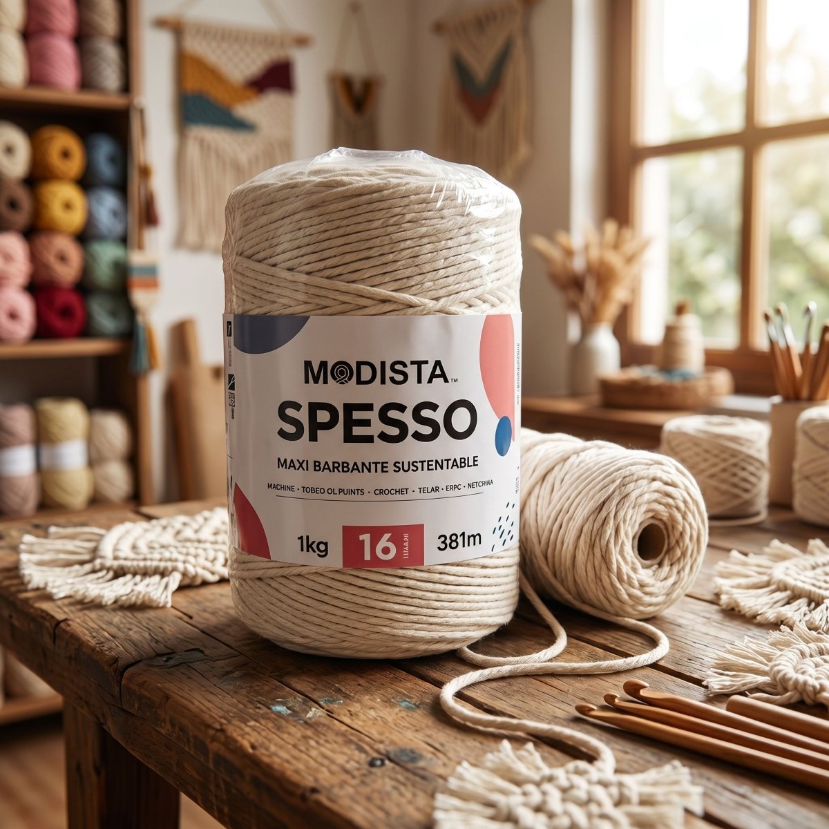 Cordón Macramé SPESSO 16 Hebras, Algodón y Fibras Recicladas — 1 kg Imagen principal del producto