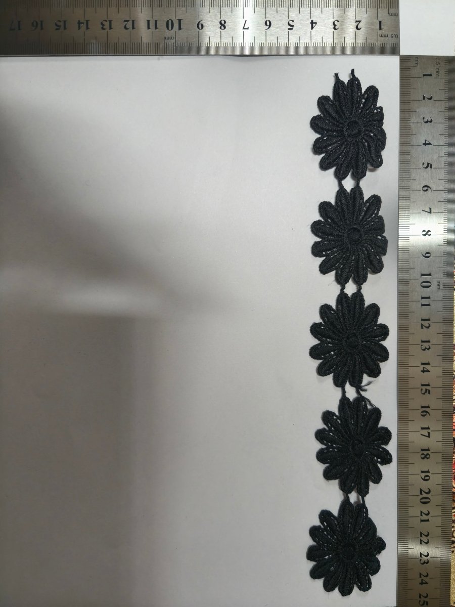 Flor Negra Grande – Aplicación Decorativa para Costura y Pasamanería en Chile - Tiendas Lupe
