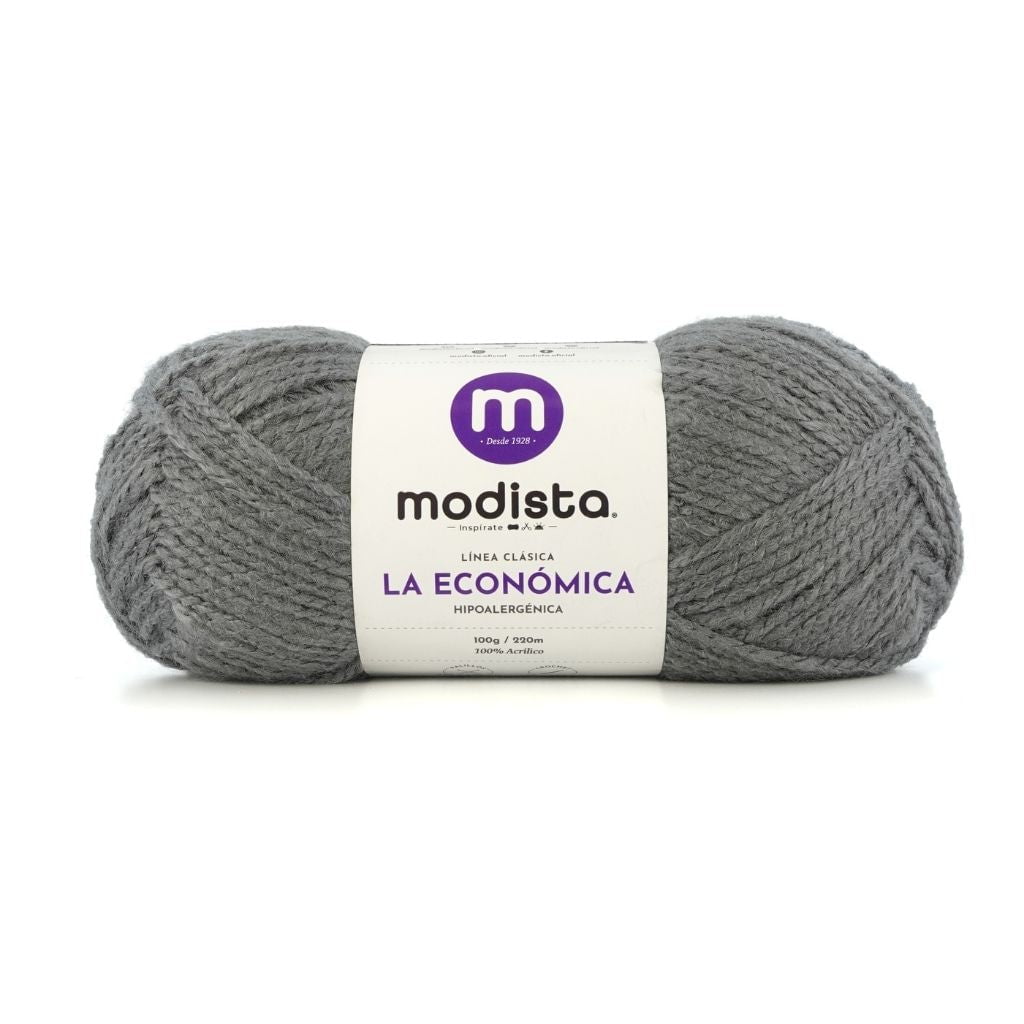 Gris Acero Lana La Economica Modista 100g - Económica para Tejido Palillo y Crochet