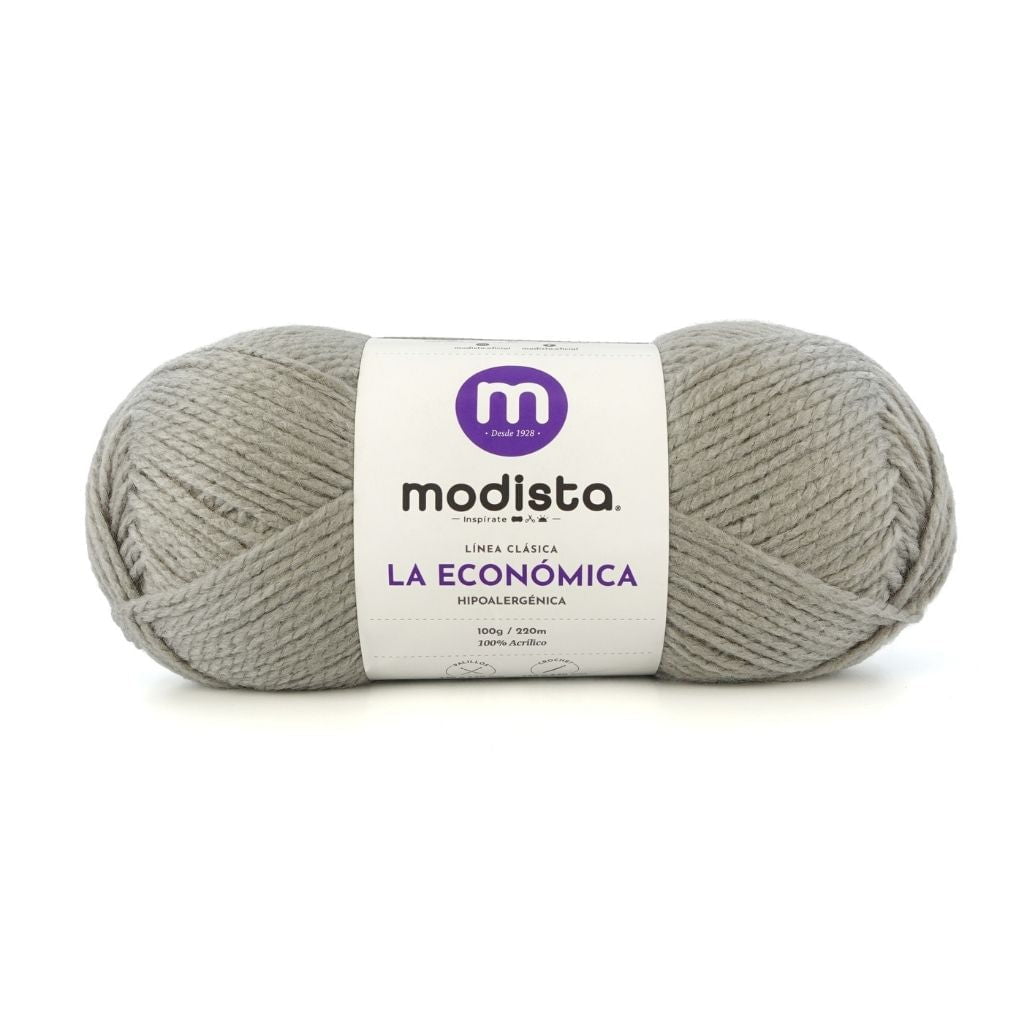 Gris Topo Lana La Economica Modista 100g - Económica para Tejido Palillo y Crochet