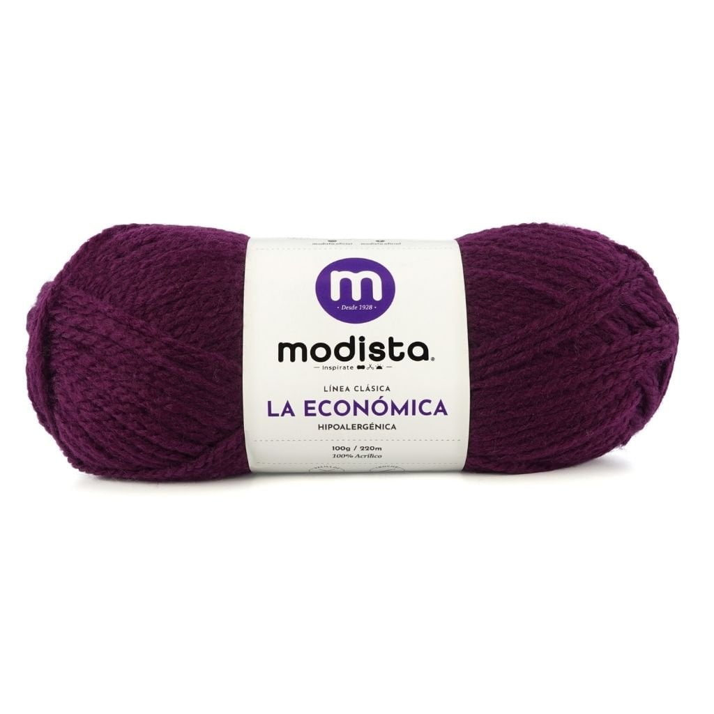 Morado Berenjena Lana La Economica Modista 100g - Económica para Tejido Palillo y Crochet