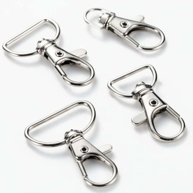 Mosquetón metálico 2cm pack 10 Chile Tiendas Lupe, cierre giratorio resistente ideal para manualidades, llaveros y accesorios de costura.