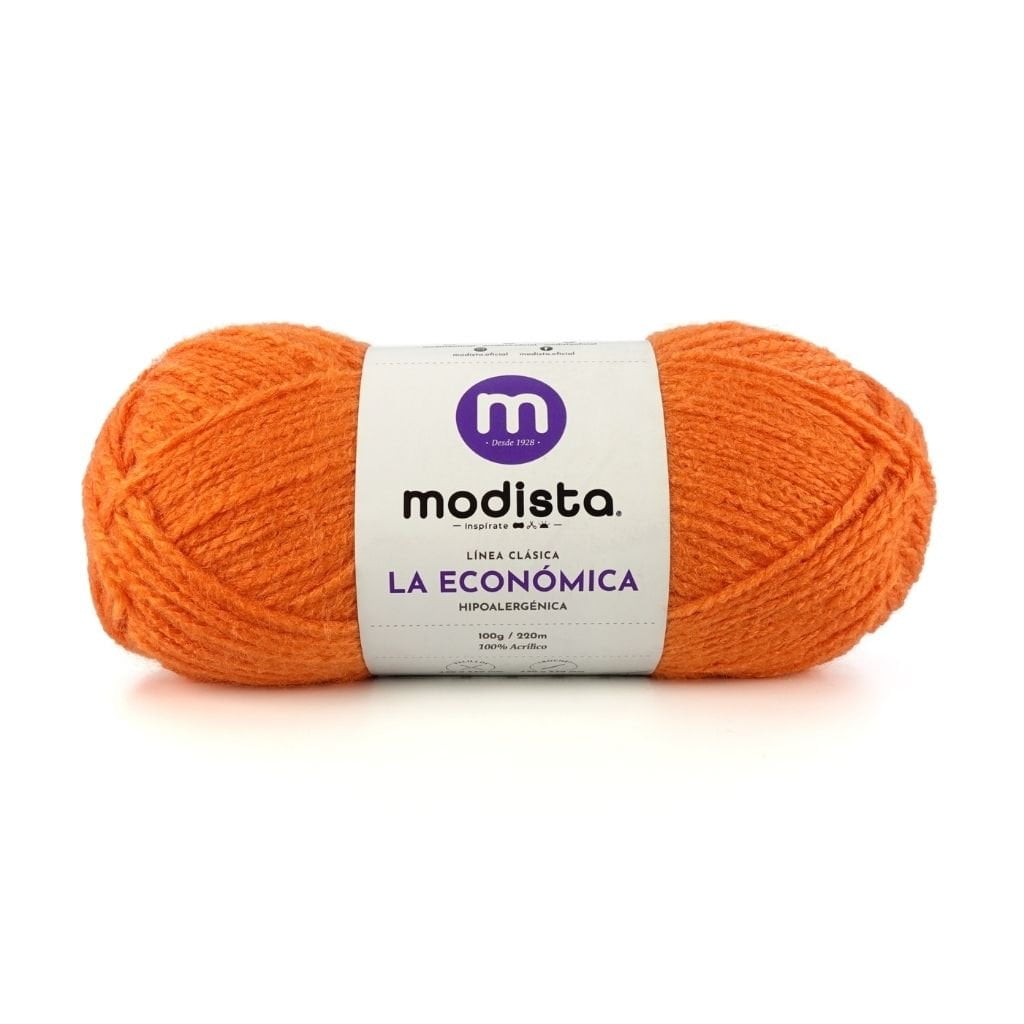 Naranja Lana La Economica Modista 100g - Económica para Tejido Palillo y Crochet