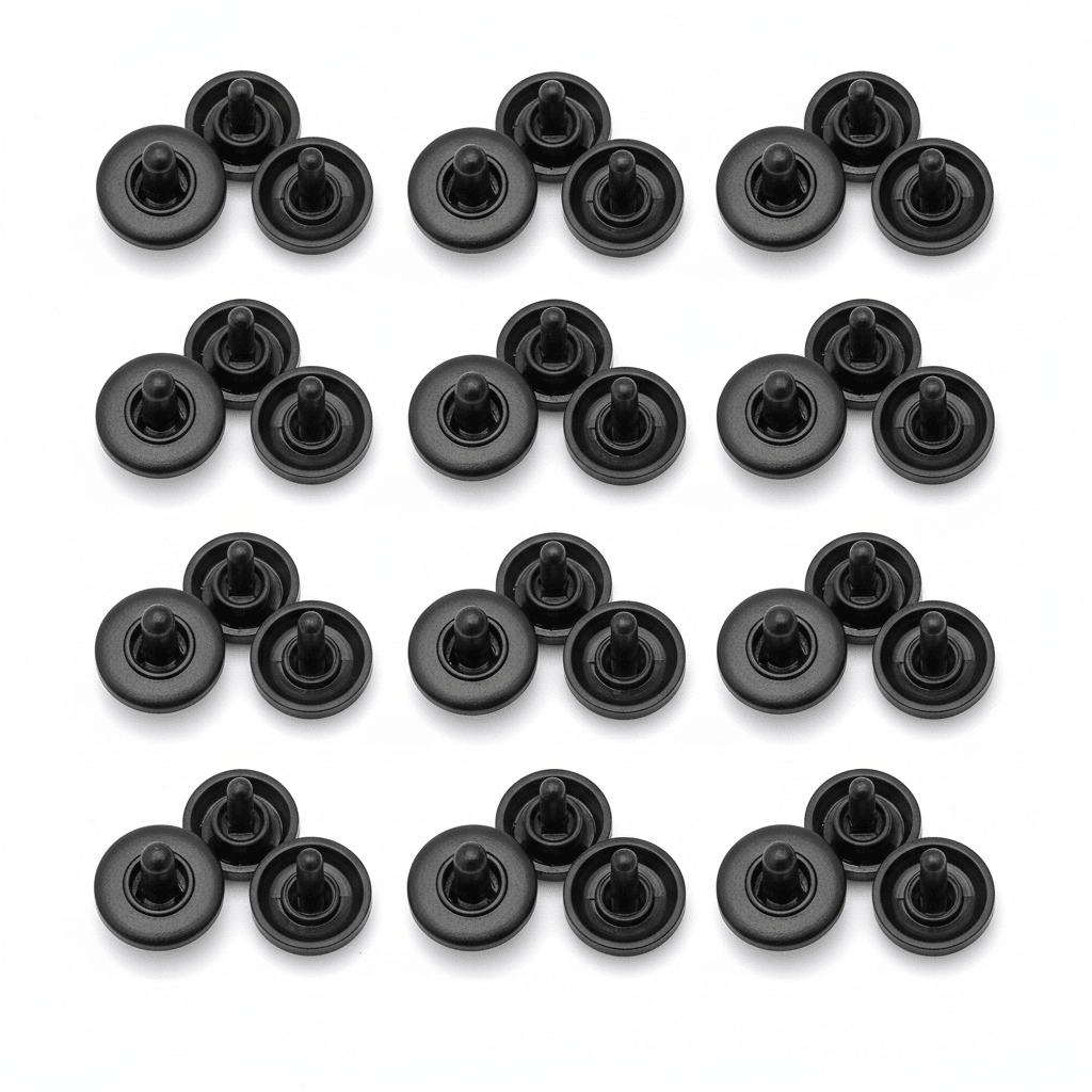 Negro / 12.2mm / 50 Broches a Presión Snap Plásticos - Set de Cierres para Costura