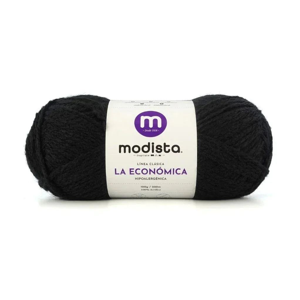 Negro Lana La Economica Modista 100g - Económica para Tejido Palillo y Crochet