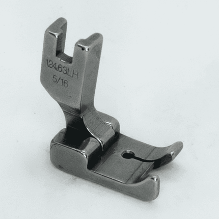 Pie de guía para máquina recta industrial 12463LH 5/16, ideal para costura precisa en proyectos textiles. Mejora la eficiencia con diseño robusto.