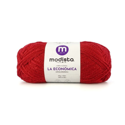 Rojo Intenso Lana La Economica Modista 100g - Económica para Tejido Palillo y Crochet