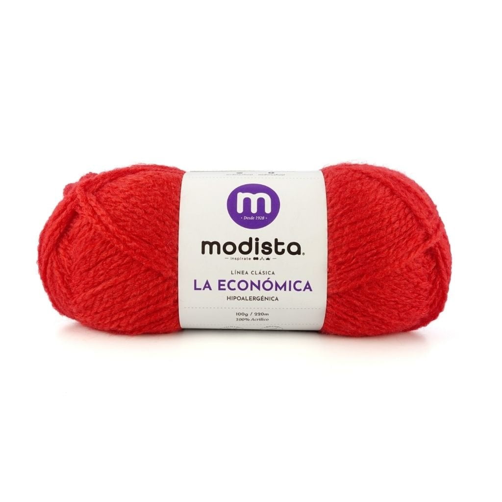 Rojo Lana La Economica Modista 100g - Económica para Tejido Palillo y Crochet