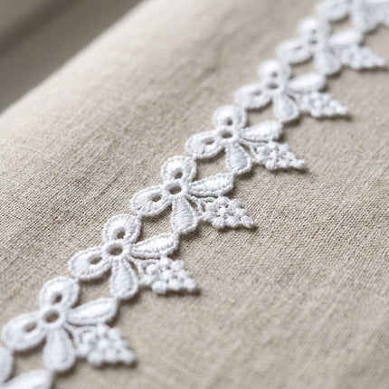 Tira de Guipur Flores y Hojas Blanco — Tiendas Lupe
