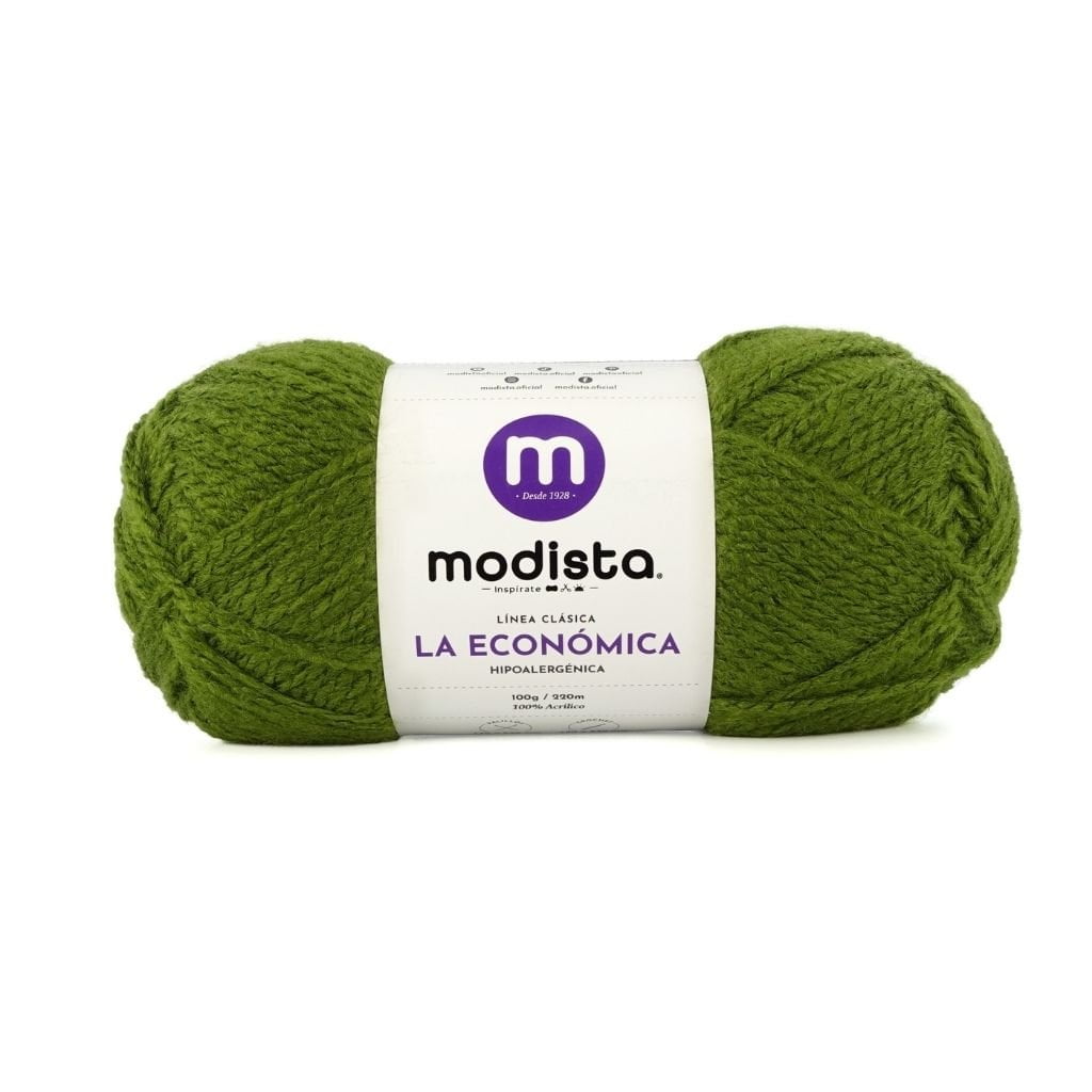 Verde Oliva Lana La Economica Modista 100g - Económica para Tejido Palillo y Crochet